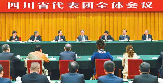 四川代表团举行全体会议 集中审议政府工作报告