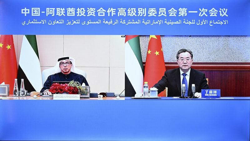丁薛祥同阿联酋副总统曼苏尔共同主持中阿投资合作高级别委员会第一次会议「相关图片」